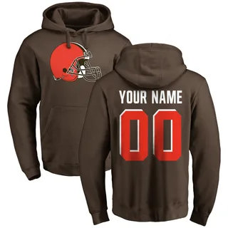 Men's Custom Cleveland Browns Brown Pro Line Custom Name & Number Logo Pullover Hoodie