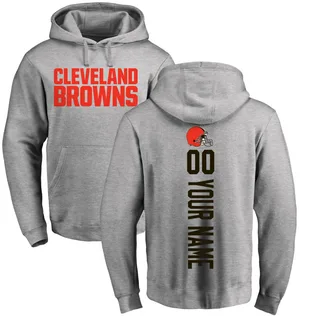Men's Custom Cleveland Browns Pro Line Ash Custom Backer Pullover Hoodie